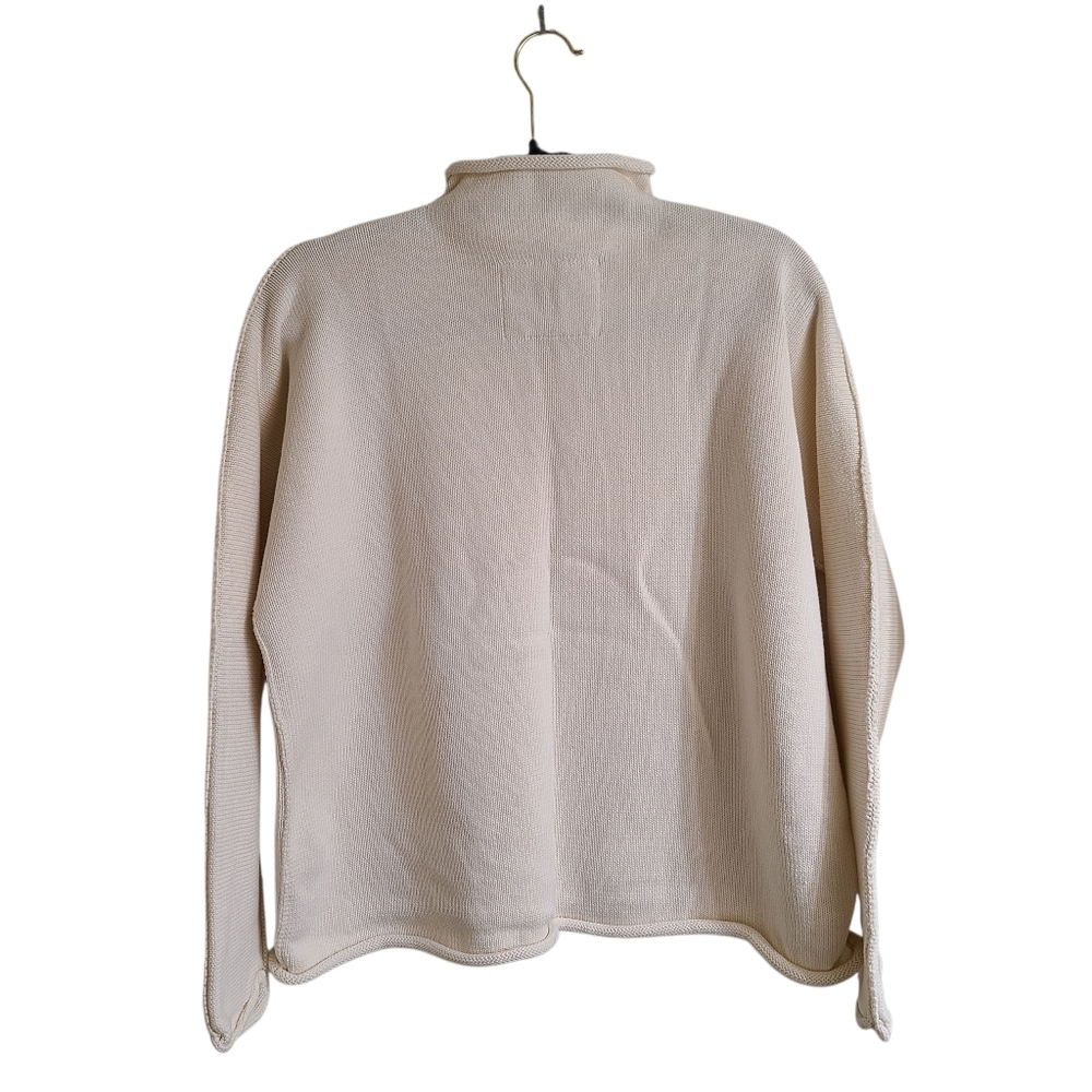 $398 Frank & Eileen Monterey Cream Rolled Funnel Neck Sweater Size M - Picture 3 of 9